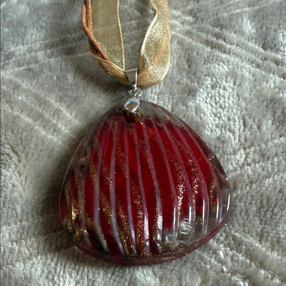 Red and Gold Pendant Necklace